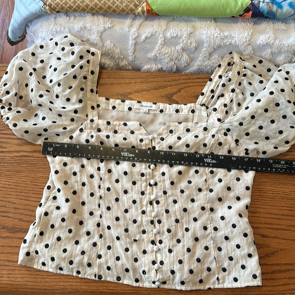 Madewel square neck embroidered polkadot top - Picture 6 of 8